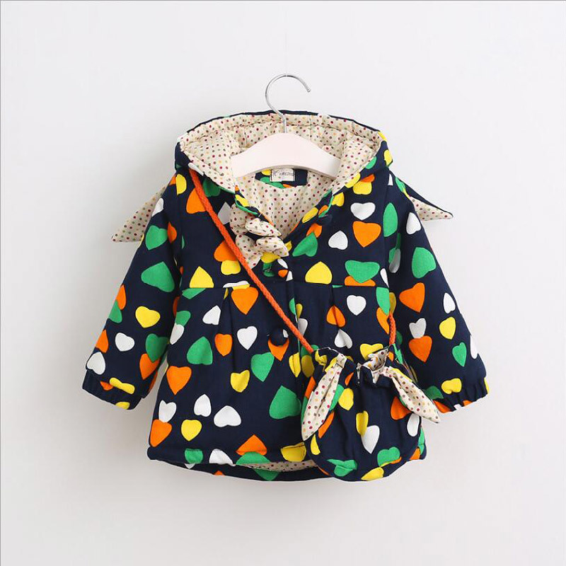 Cute Printed Heart Pattern Girl Coat for Kids Clothes