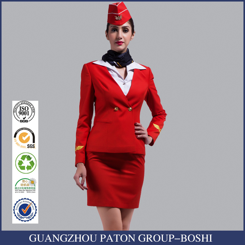 Elegant Skirt Suit Flight Attendant Uniform, Fashion Skirt Airline Stewardess Uniform