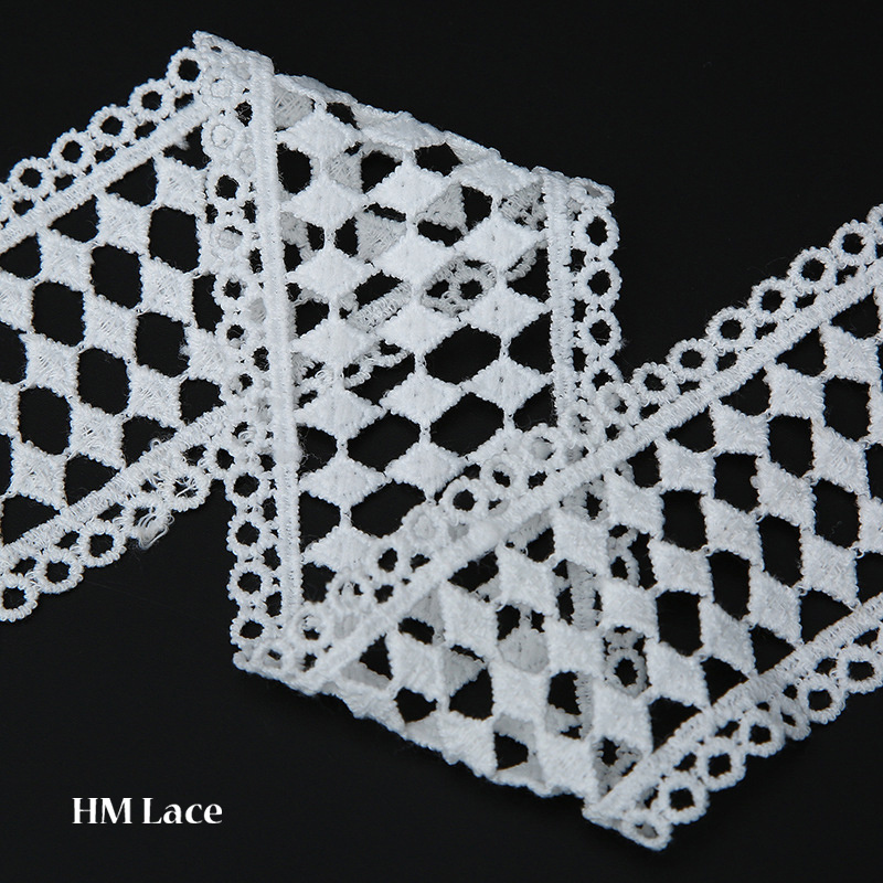 5.5cm Customized Cotton Diamond Geometry Mesh Trimming Lace for Textile Accessories