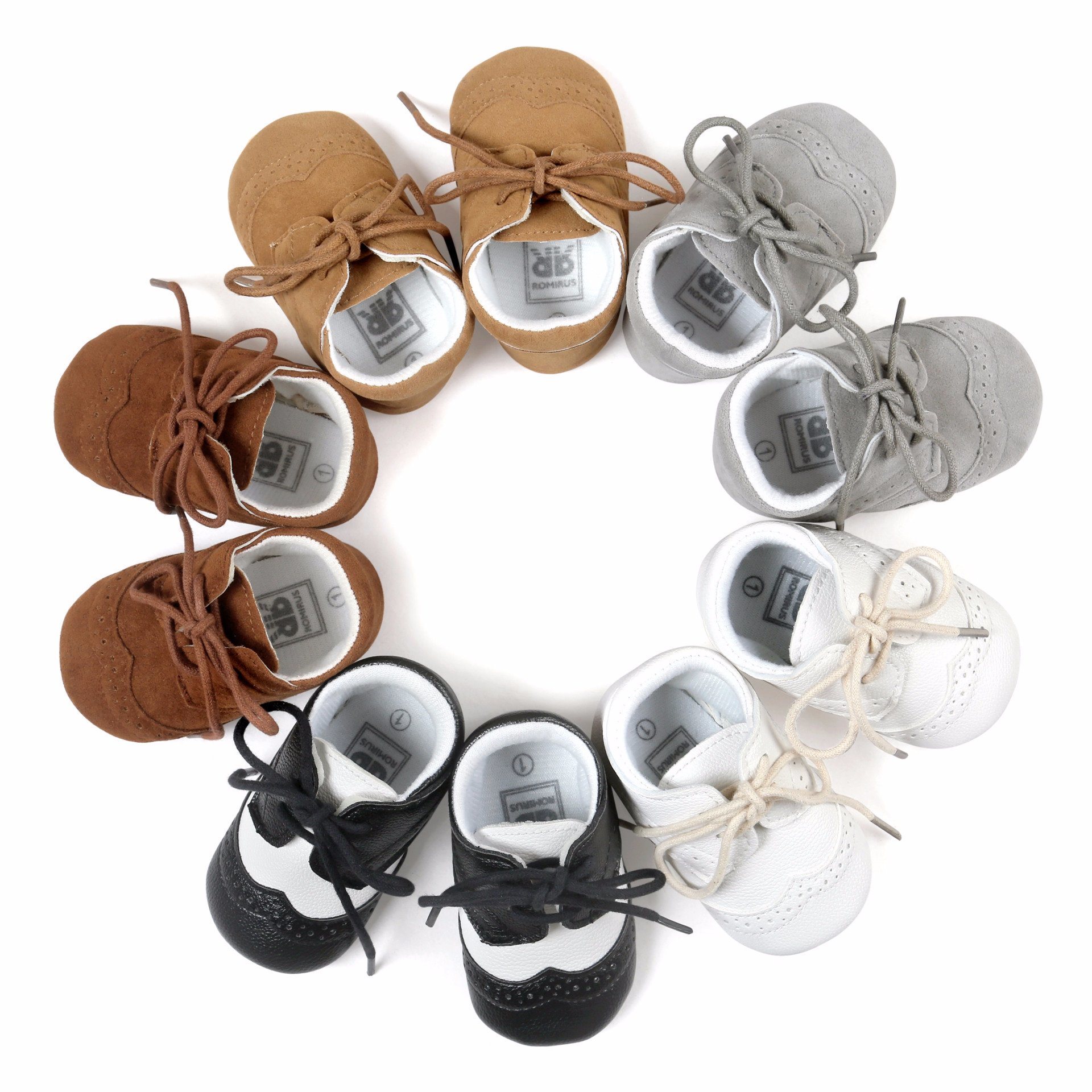 Baby Boys and Girls Non-Slip First Walkers, Soft Sole Leather Baby Shoes