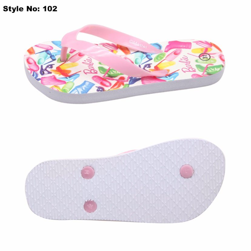 Cute PE Flip Flops Slippers with Pink PVC Strap