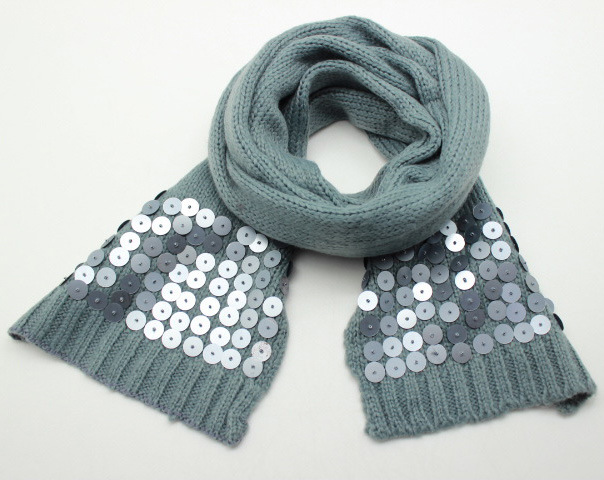 Lady Fashion Acrylic Knitted Sequin Winter Long Scarf (YKY4400)