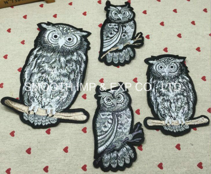 Selling Fashion Iron on Embroidery Owl Pattern Patch Trim Fabric