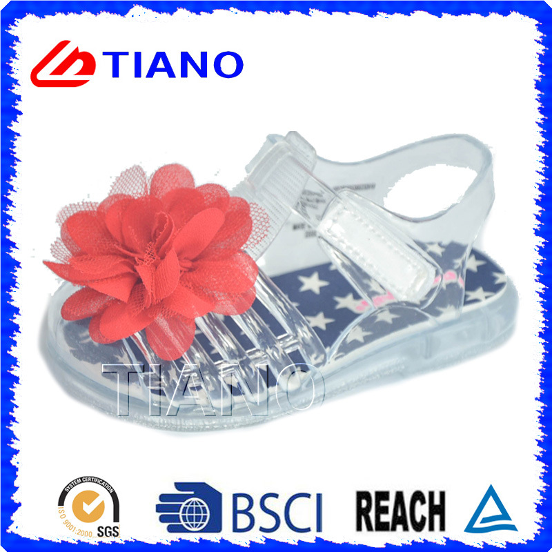 New Design Girl Outdoor PVC Jelly Sandal with Flower (TNK50022-1)