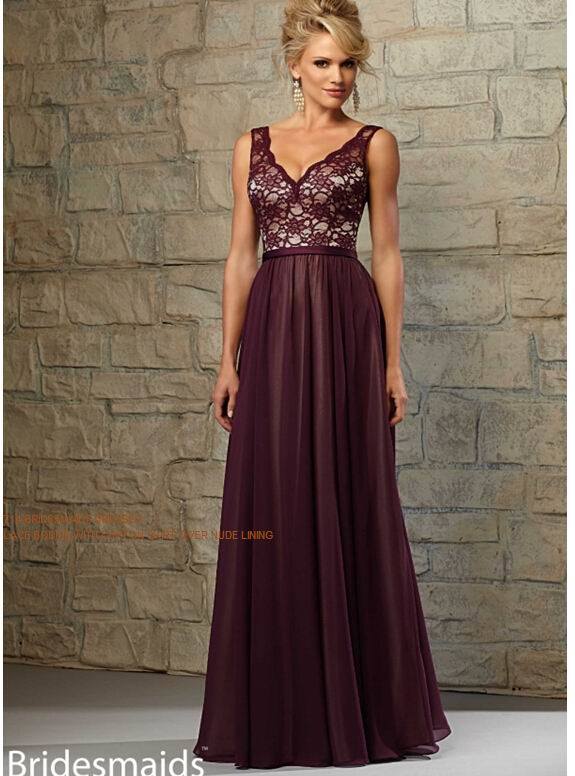 2015 V-Neckline Lace Bridesmaid Dresses Bd714