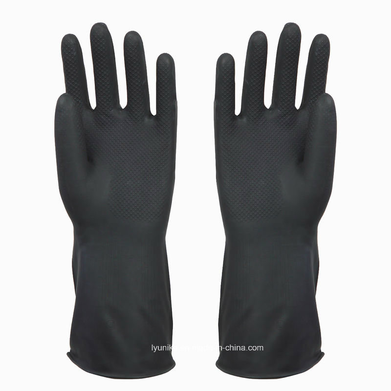 Long Latex Rubber Industrial Gloves Black Hand Gloves