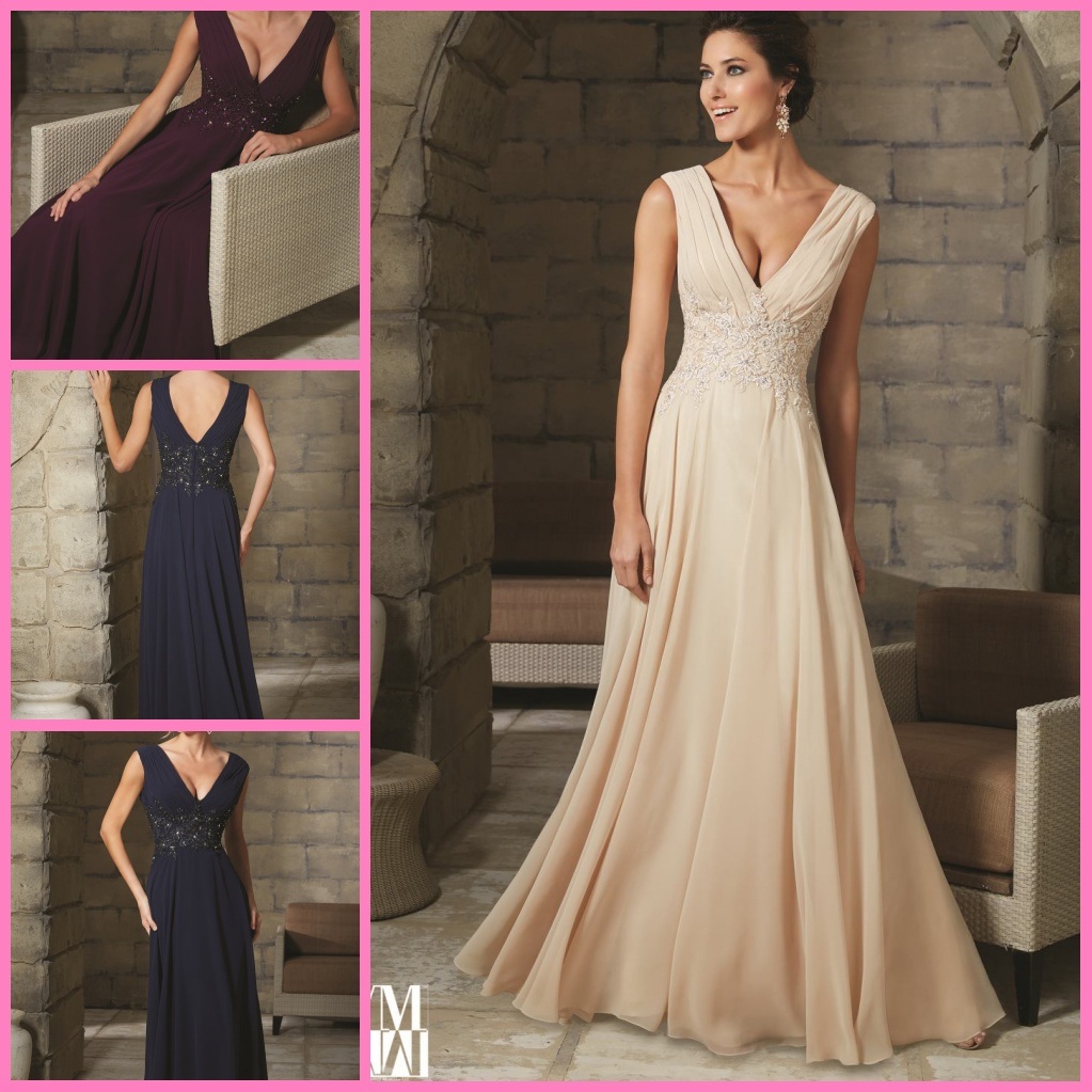 A-Line Chiffon Party Prom Pageant Dresses V-Neck Mother's Evening Dresses M71208