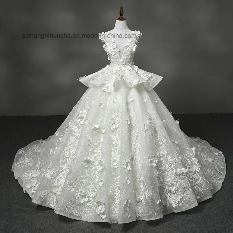 Lovemay Women Ladies Long Big Cap Lace Wedding Gown Dress