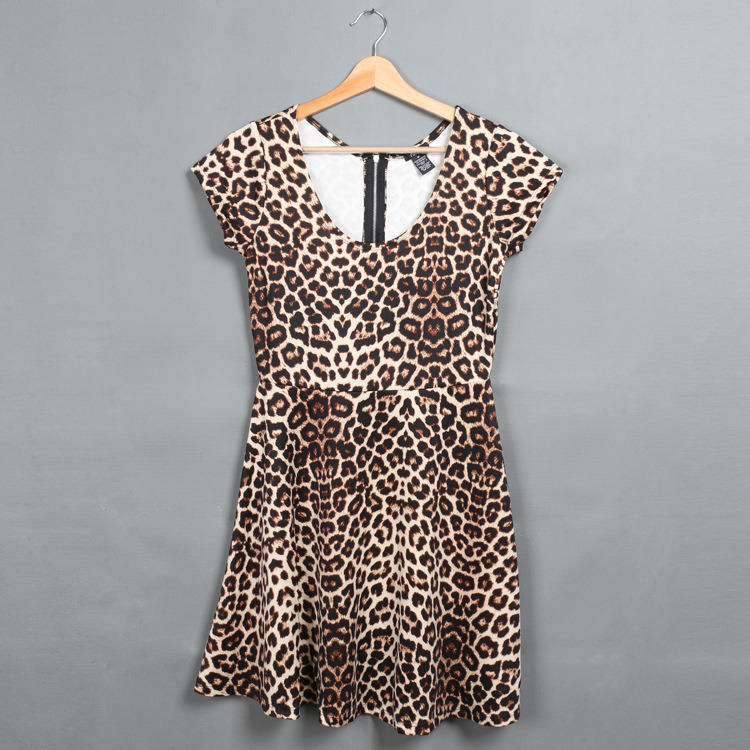 High Quality Leopard Print Plus Size Sexy Women Mini Dress