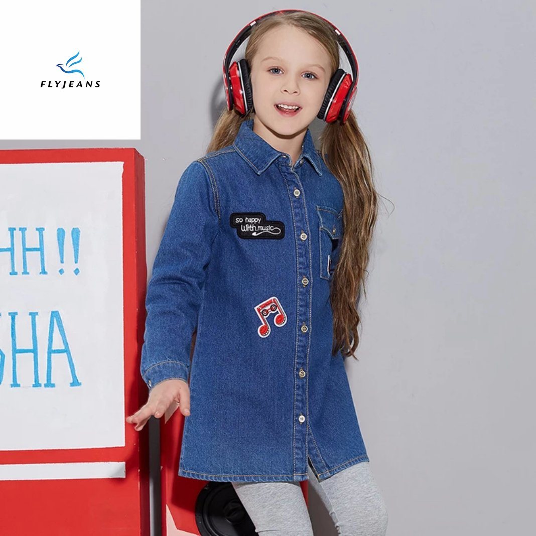 New Style Long Version of The Denim Shirt with Embroidery for Girls by Fly Jeans