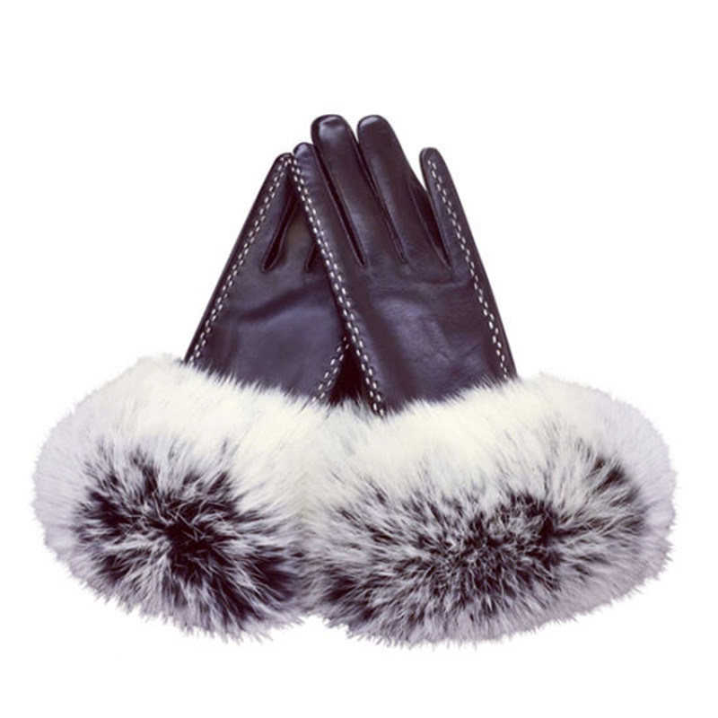 Rex Rabbit Fur and Sheepskin Gloves with Famous Brand Style