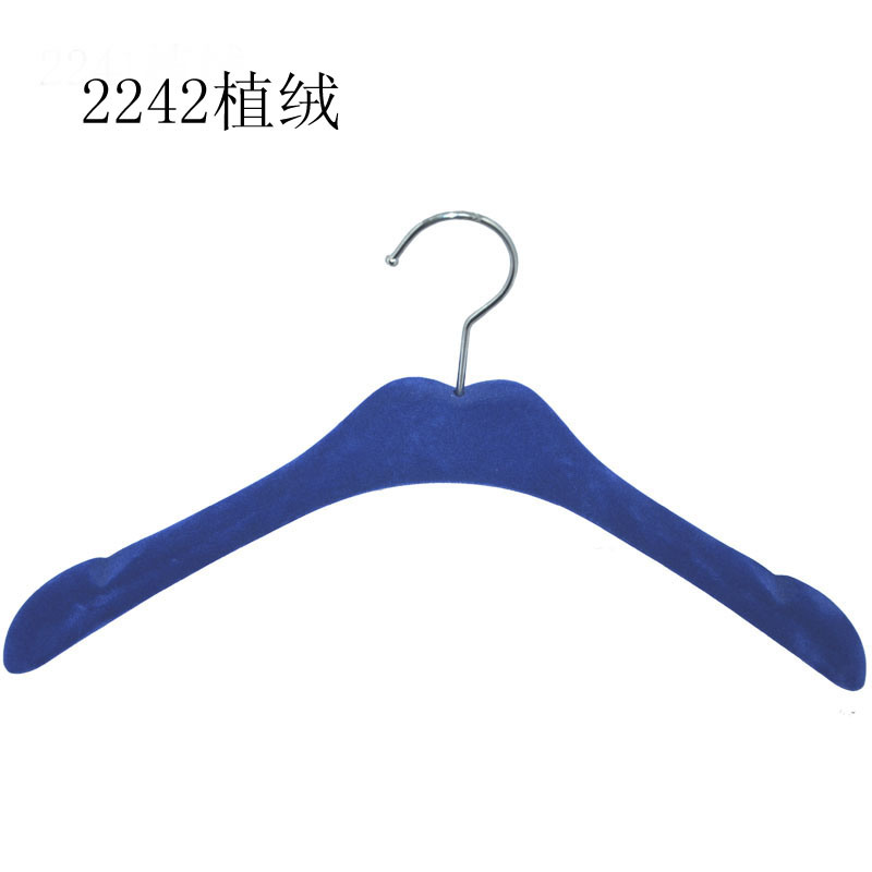 Female Plastic Blue Flocking Hanger for Dress