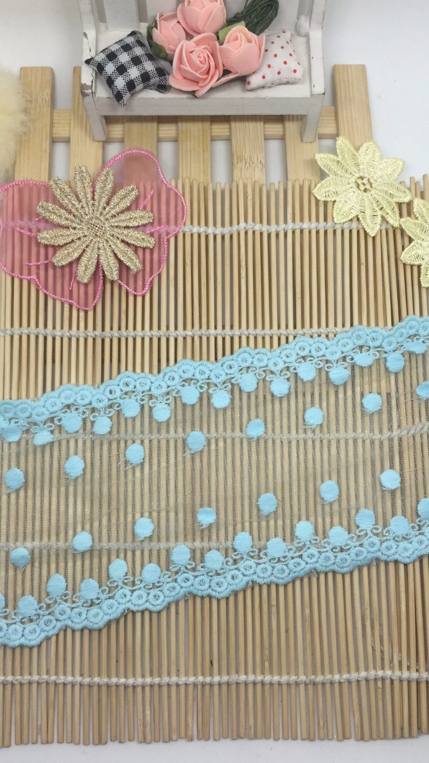 Factory Stock Wholesale 11.5cm Width Micro Fiber Embroidery Trimming Net Fancy Lace for Garments Decoration & Home Textiles & Curtain Accessory