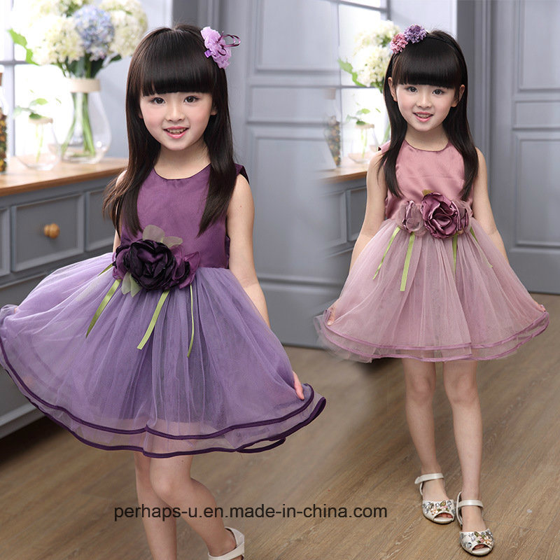 Girl Sleeveless Princess Dress Kids Summer Dress with Flower