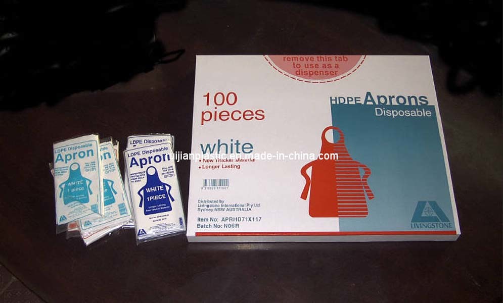 Disposable PE Plastic White Aprons in Box