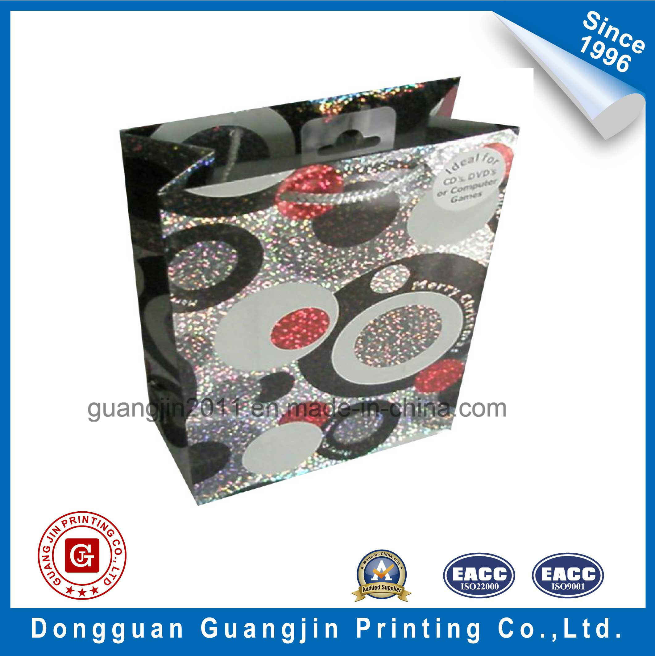 2016 New Design Paper Gift Packaging Bag with Plastic Hook