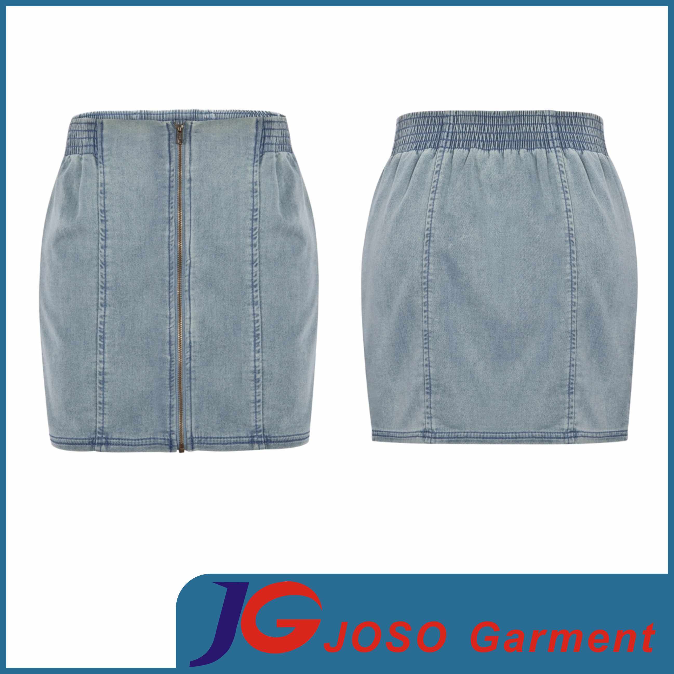 Women Denim Zipper Fly Front Skirts (JC2109)