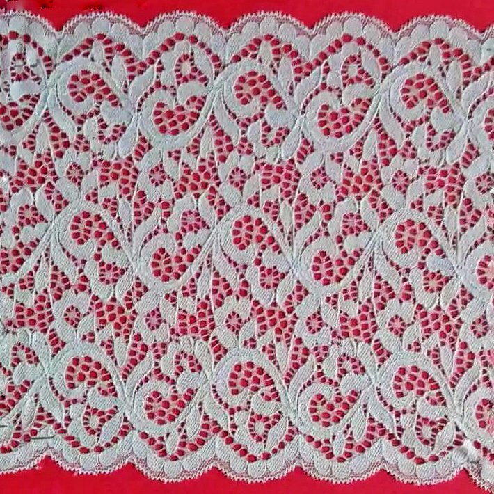 Cream White Cord Lace Fabric Stretch Lace Elastic Trimming Lace
