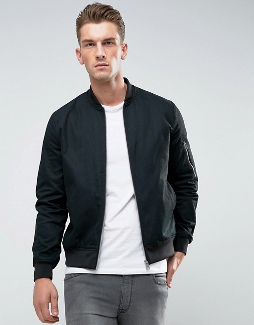 Men's Jacket with Sleeve Zip in Black