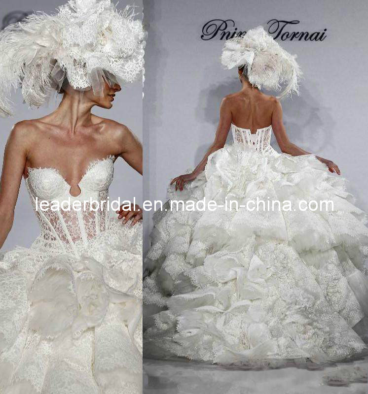 Luxury Wedding Ball Gown Tiered Lace Bridal Wedding Dresses L41