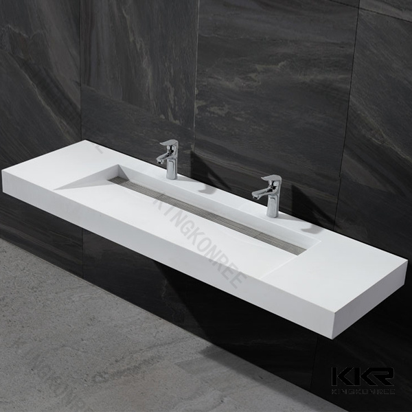 Corian Stone Resin Double Vanity Hand Bathroom Sink Wash Basin