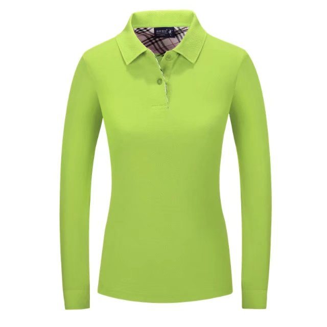 260g Cotton Female Long Sleeves Polo Shirts for Wholesale