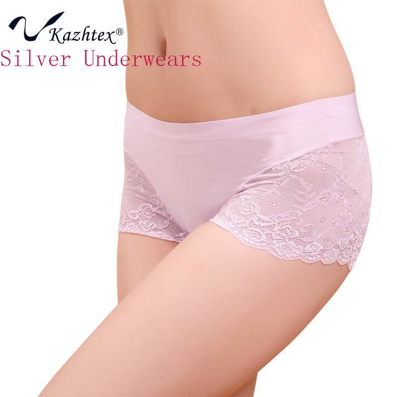 Anti-Bacterial Silver Fiber Nylon Seamless Lace Sexy Underwear for Women
