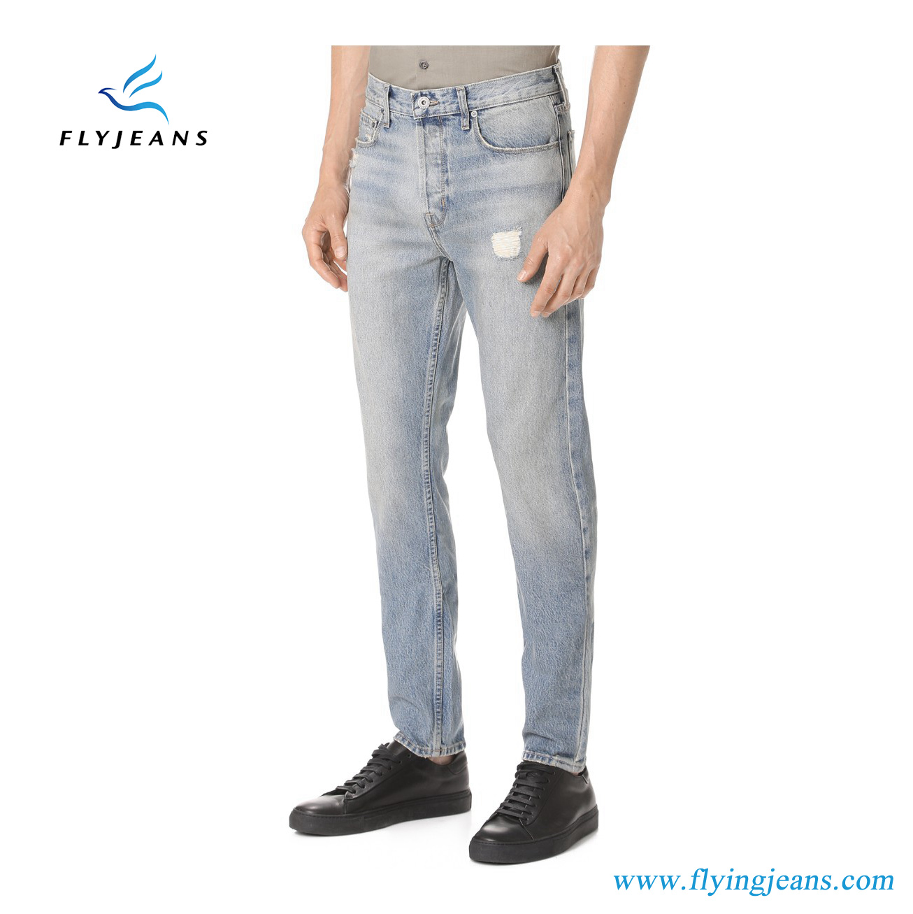 Fashion Slim Denim Jeans with Shredded Holes and Heavy Fading for Men by Fly Jeans