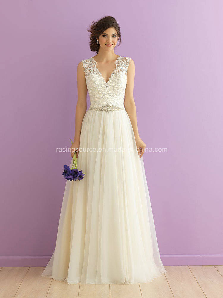 A-Line Bohemian Wedding Gown Lace Bridal Dress
