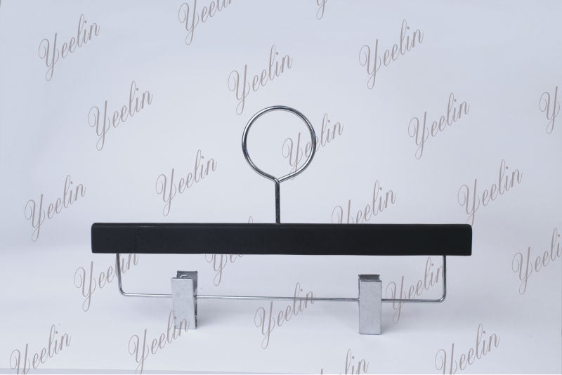 Close Loop, Pants, Trousers or Skirts Wooden Hanger for Supermarket, Wholesaler with Shiny Chrome