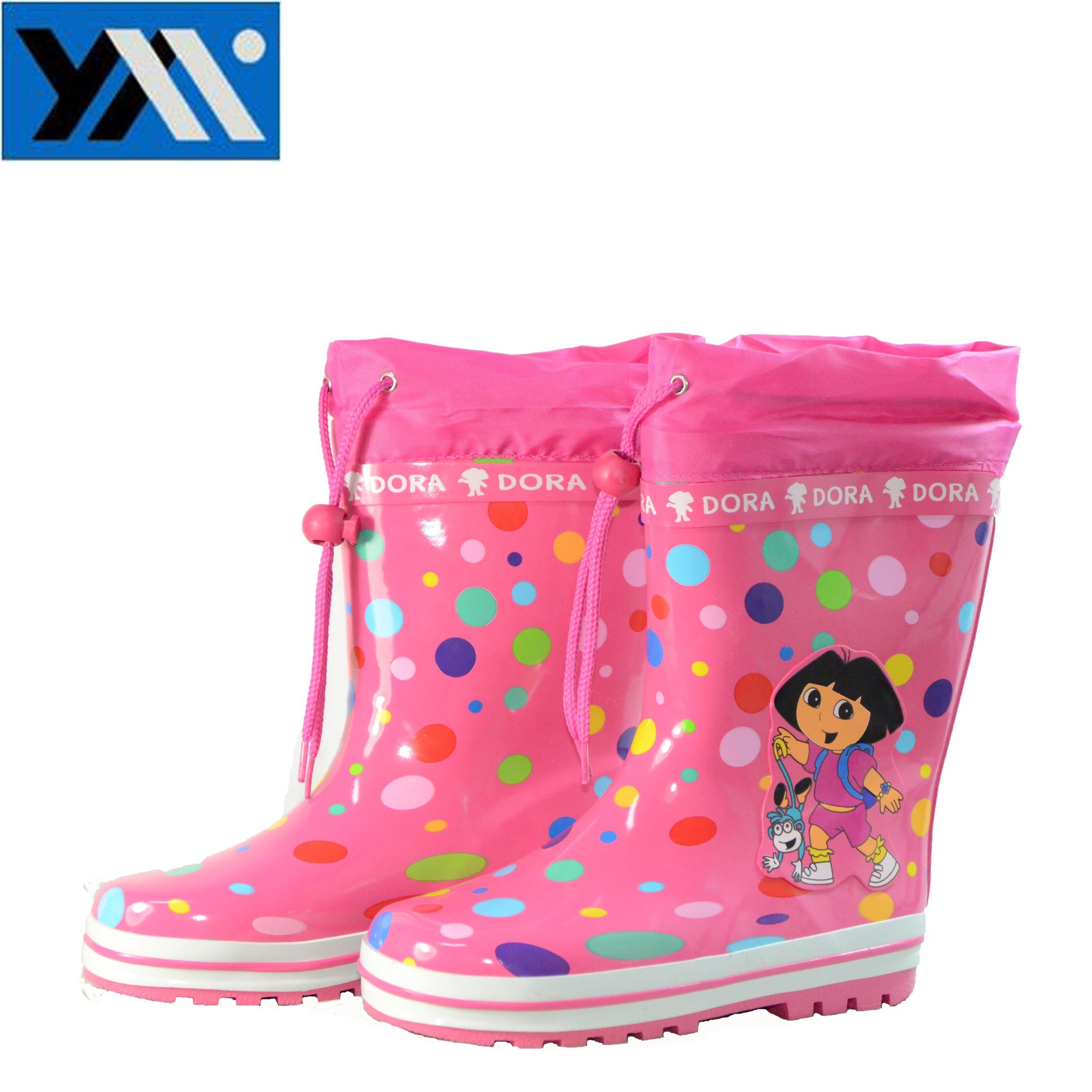 Colorful Kid Rubber Rain Boots with Cartoon Dora