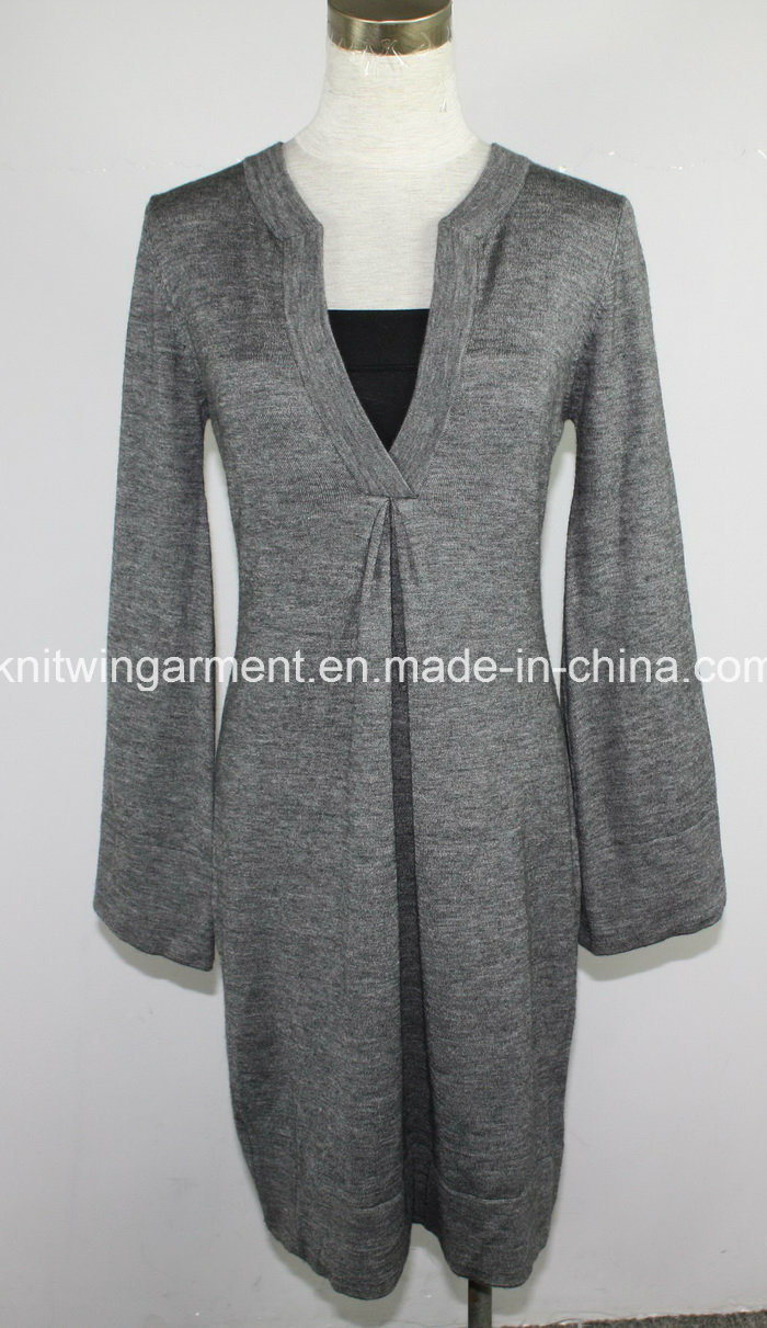 Fashion European Women Dress with Cable Knitting (L15-060)
