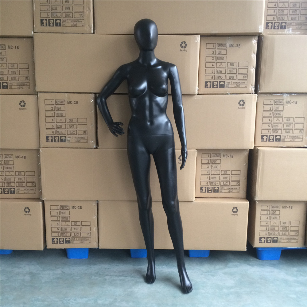 Abstract Head Skin Black Color Female Mannequin with Base Standing