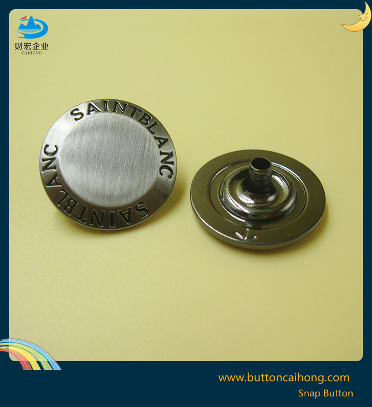 Zinc Alloy Spring Snap Fasteners Buttons with Brushed Finish