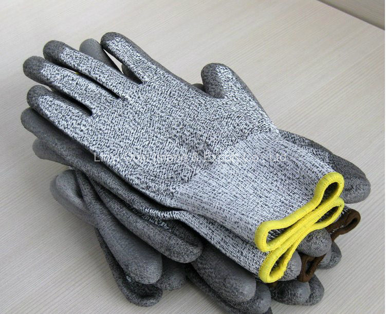 PU Coated Hppe Cut-Resistant Gloves with Ce