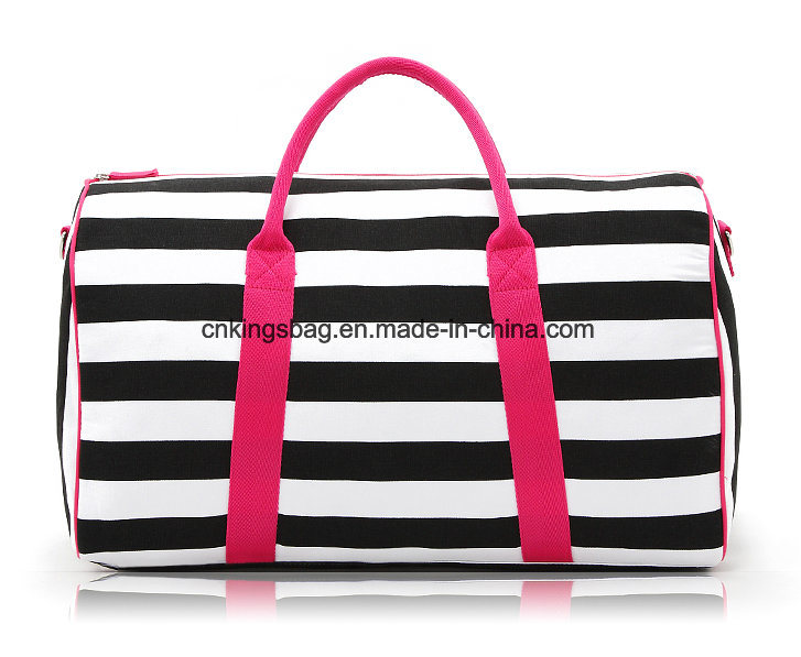 Stripe Canvas Ladies Shoulder Duffel Bags Sports Gift Bags