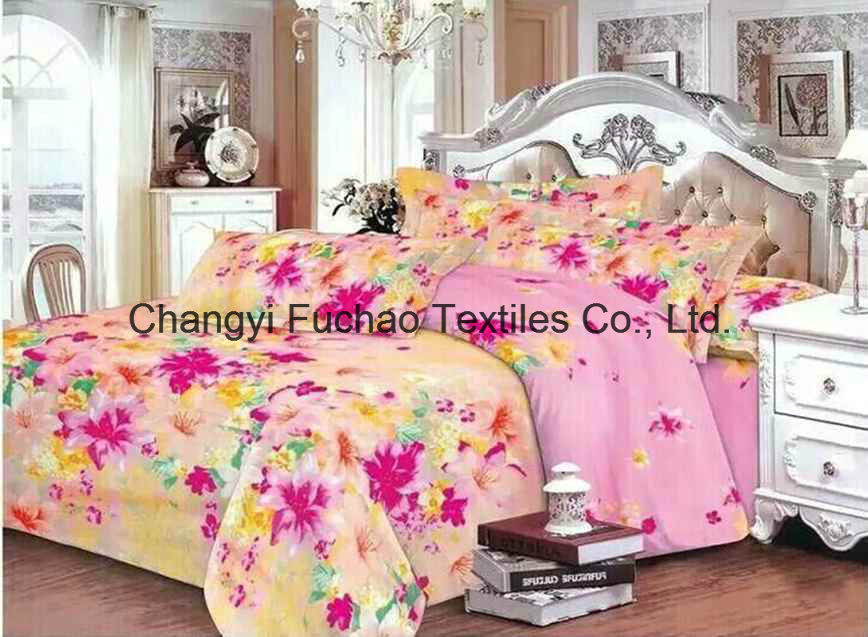 100% Polyester Microfiber Printed Bedding Set Used for Hotel