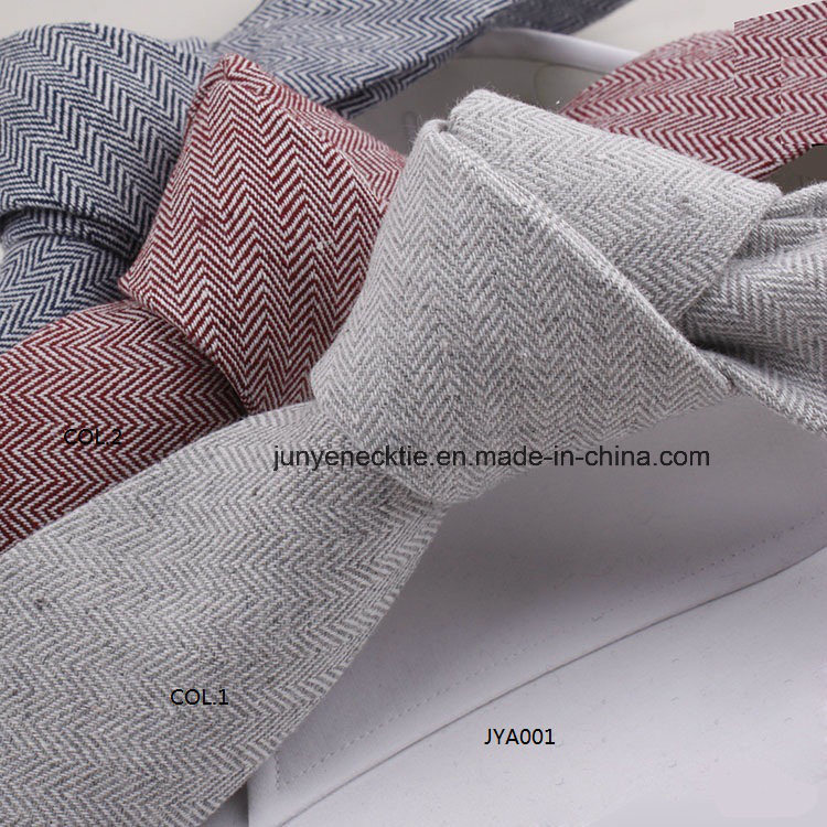 Fine Herringbone Men's Casual Linen Necktie Factory Jacquard Tie