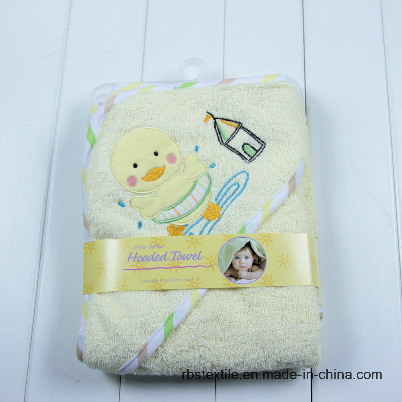 Cotton Baby Hooded Bath Towel Poncho with embroidery