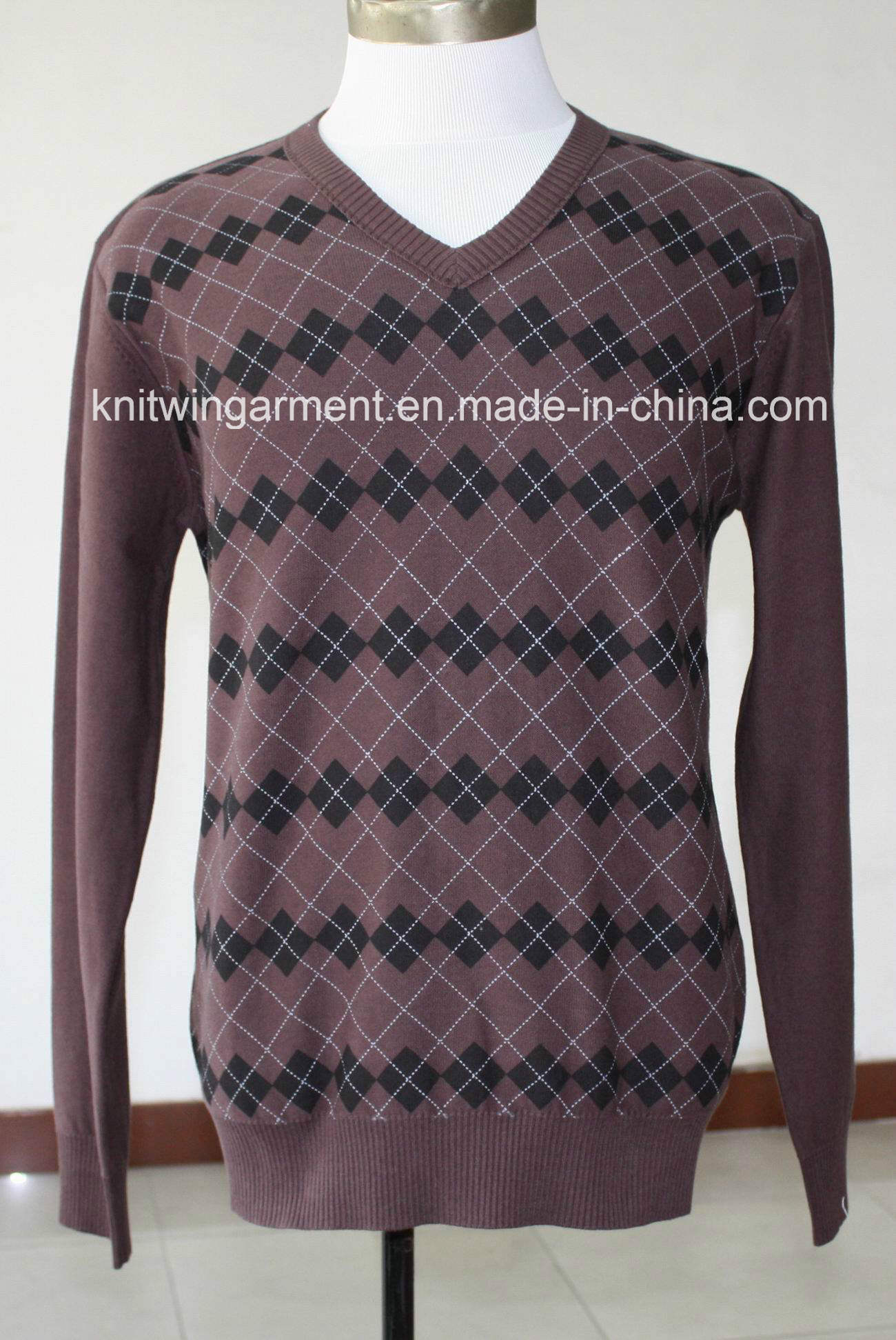 Men Knitted Sweater Clothes in V Neck Long Sleeve (M15-075)