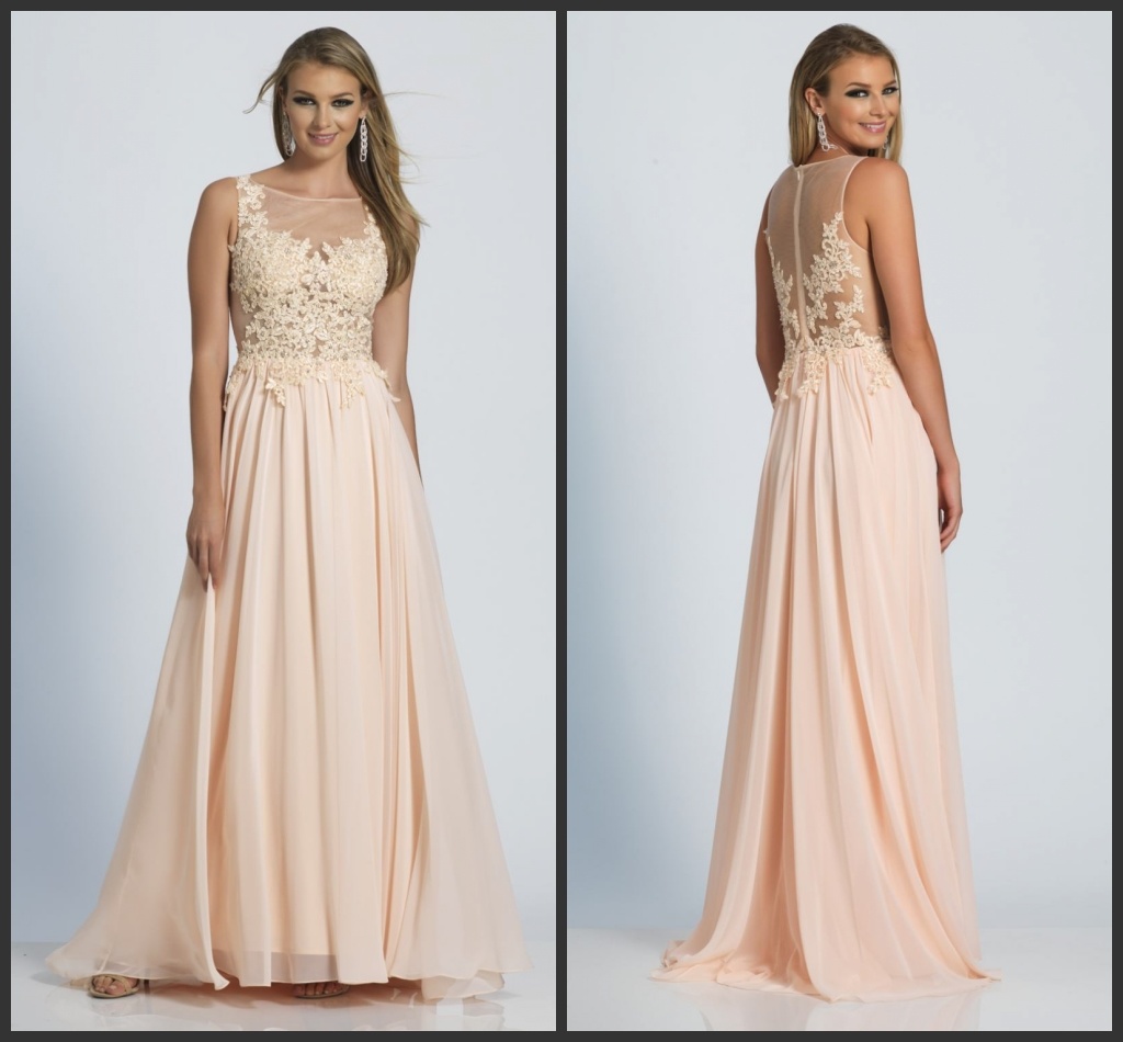 Coral Prom Gowns Lace A-Line Bridesmaid Evening Dress M128