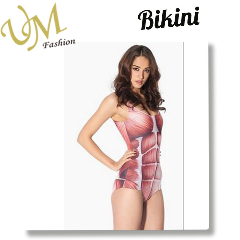 New Design Muscle Printing Bikini One-Piece Swimwear Swimsuit