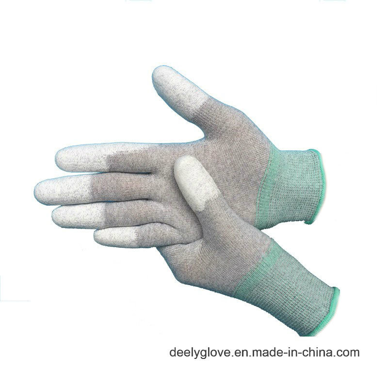 ESD Gloves with 80%Polyester and 20% Carbon with a PU Tip Coating ESD Gloves