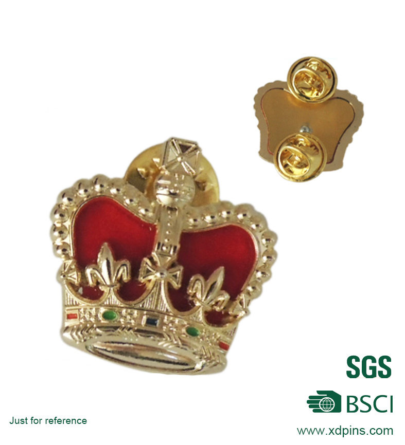 Making Gold Metal King Crown Lapel Pin for Souvenir