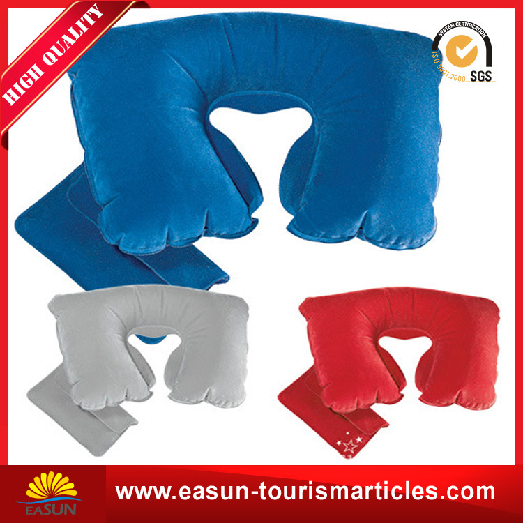 High Quality Travel Air Pillow Flocked PVC Inflatable Neck Pillow