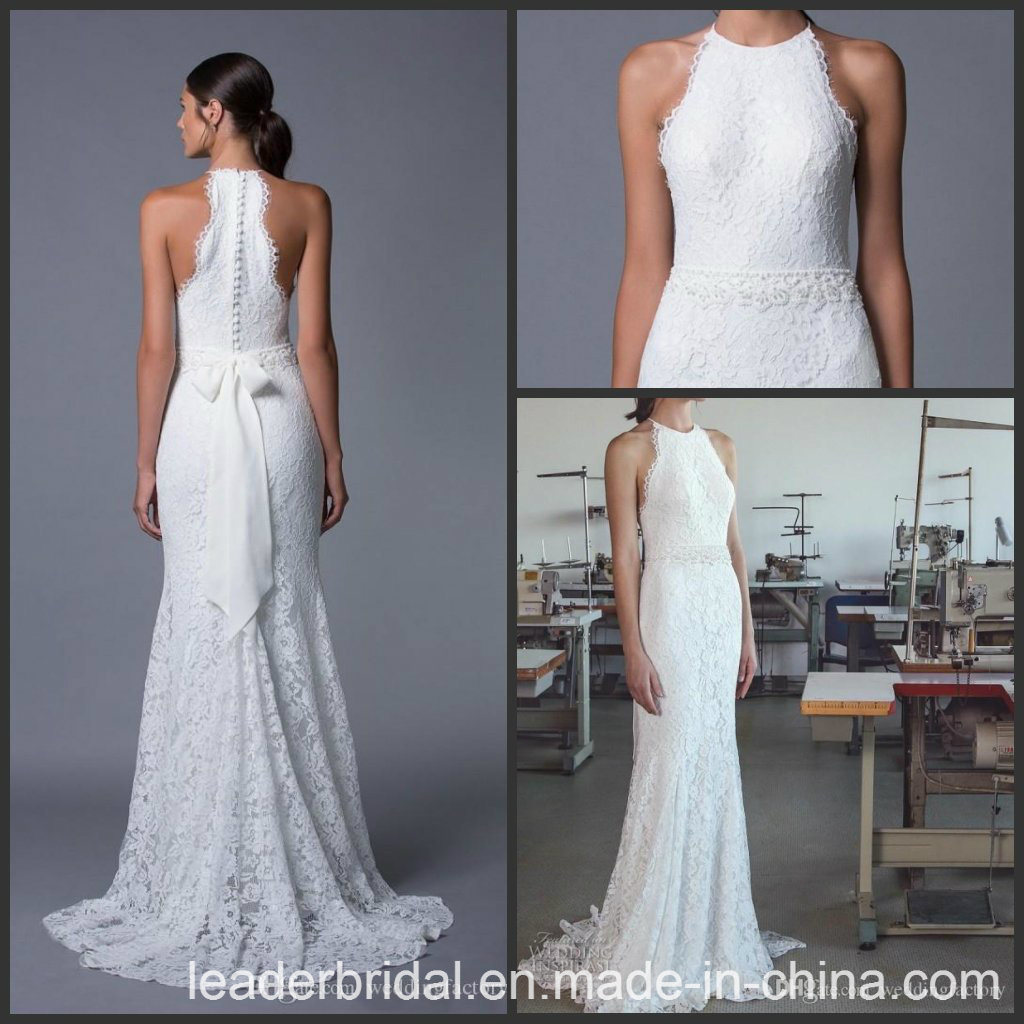 Lace Bridal Gowns Halter Sheath Wedding Dresses Y21435