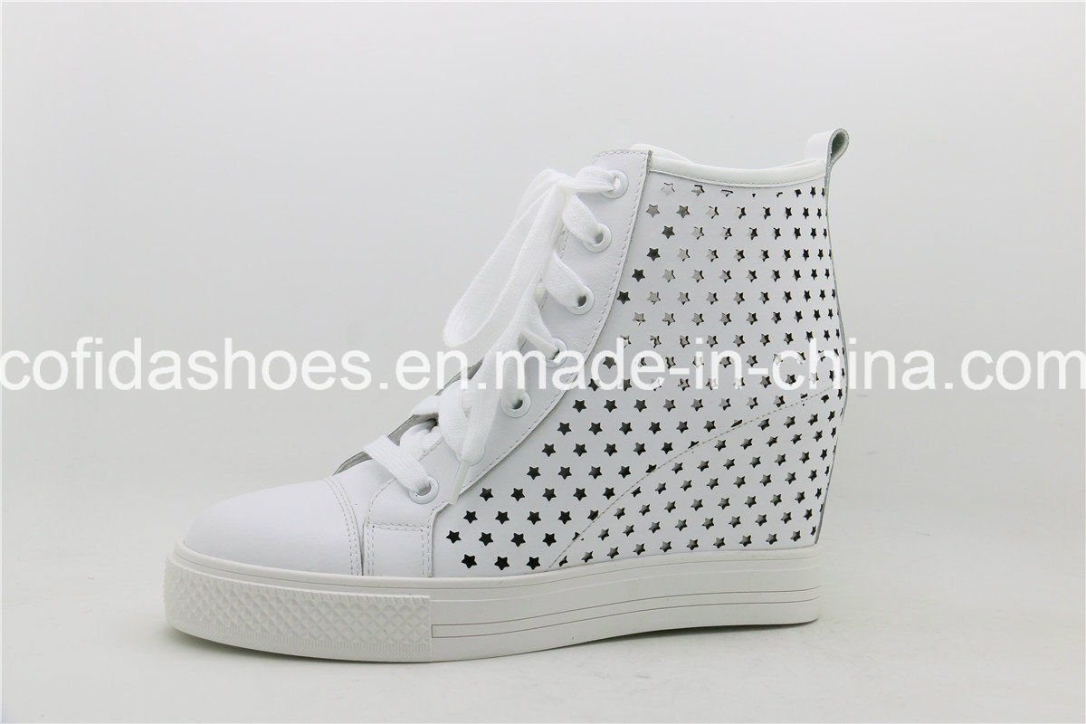 Trendy Casual Sports Leather Women Shoes with Fashion Holes