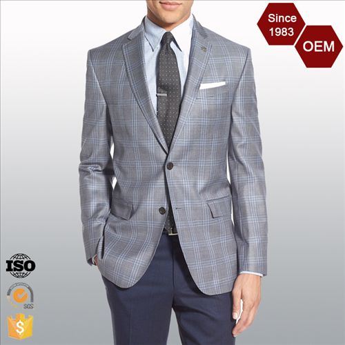 OEM Latest Design Men's Trim Fit Business Checked Blazer Suit
