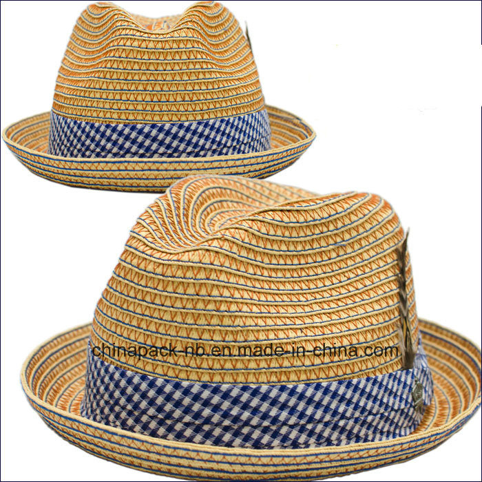 Polybroid Straw Fedora Hats for Lady (CPA_60228)