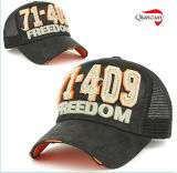 Mesh Cap Black Freedom Trucker Snap Back Hat Distressed Vintage Look